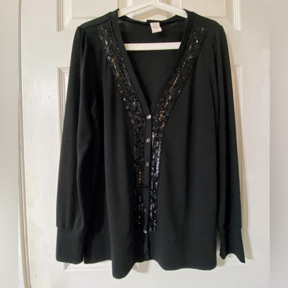Perseption Concept Women’s sequin detail Black Sweater Size XL♦️